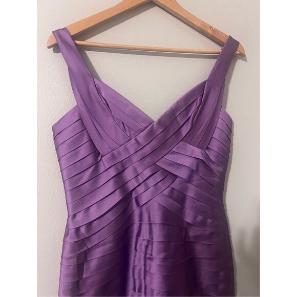 BCBG Max Azria Women’s Size 12 Mitzi Bandage Dress Purple Strappy Silky Zip Up - Picture 7 of 13